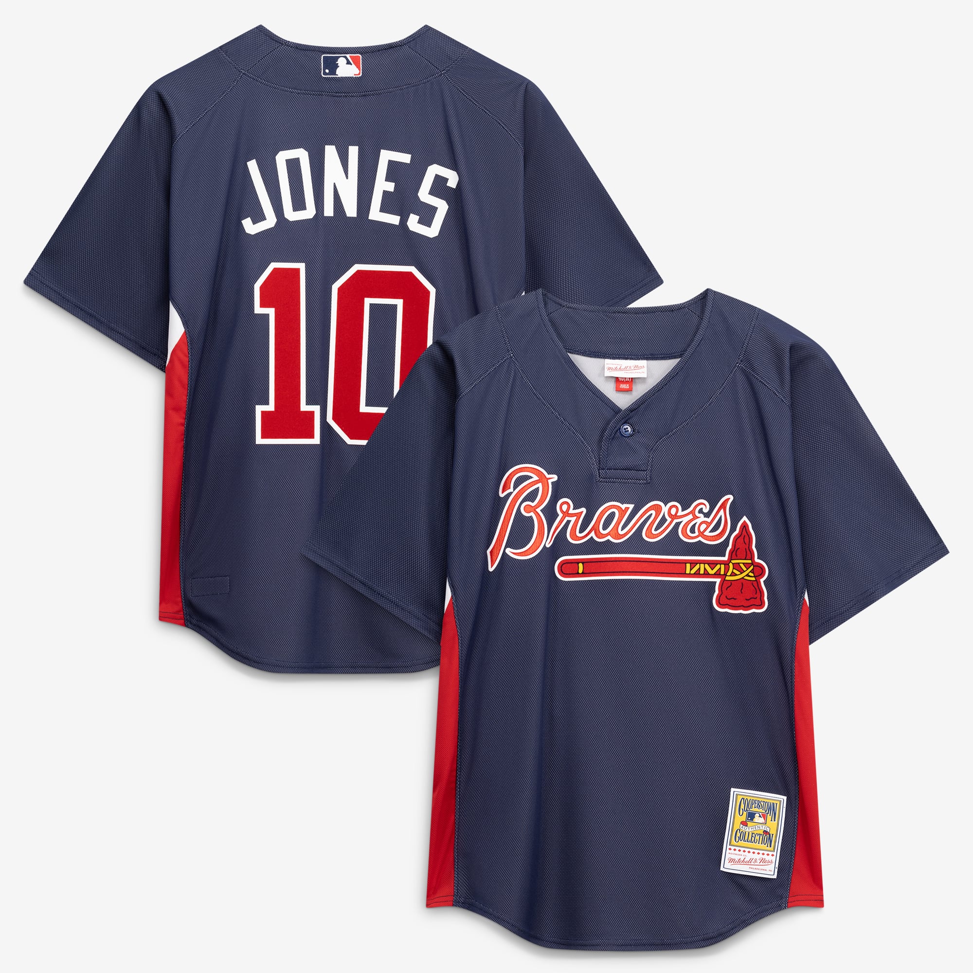 Mitchell & Ness Chipper Jones Herren-Trainingsjersey in Marineblau von den Atlanta Braves