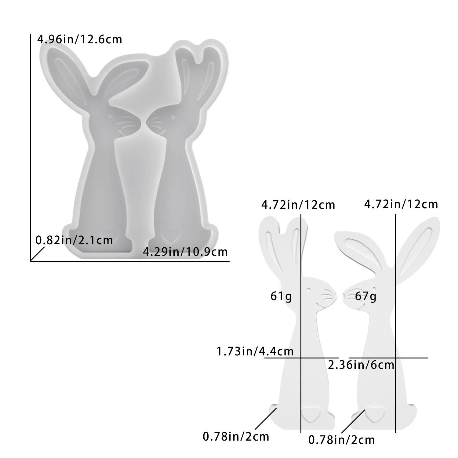 DIY Paar-Kaninchen Silikonform 3D Dreidimensionale Umarmende Doppel-Kaninchen Aromatherapie-Kerzenform Kreative Heimdekoration O Image