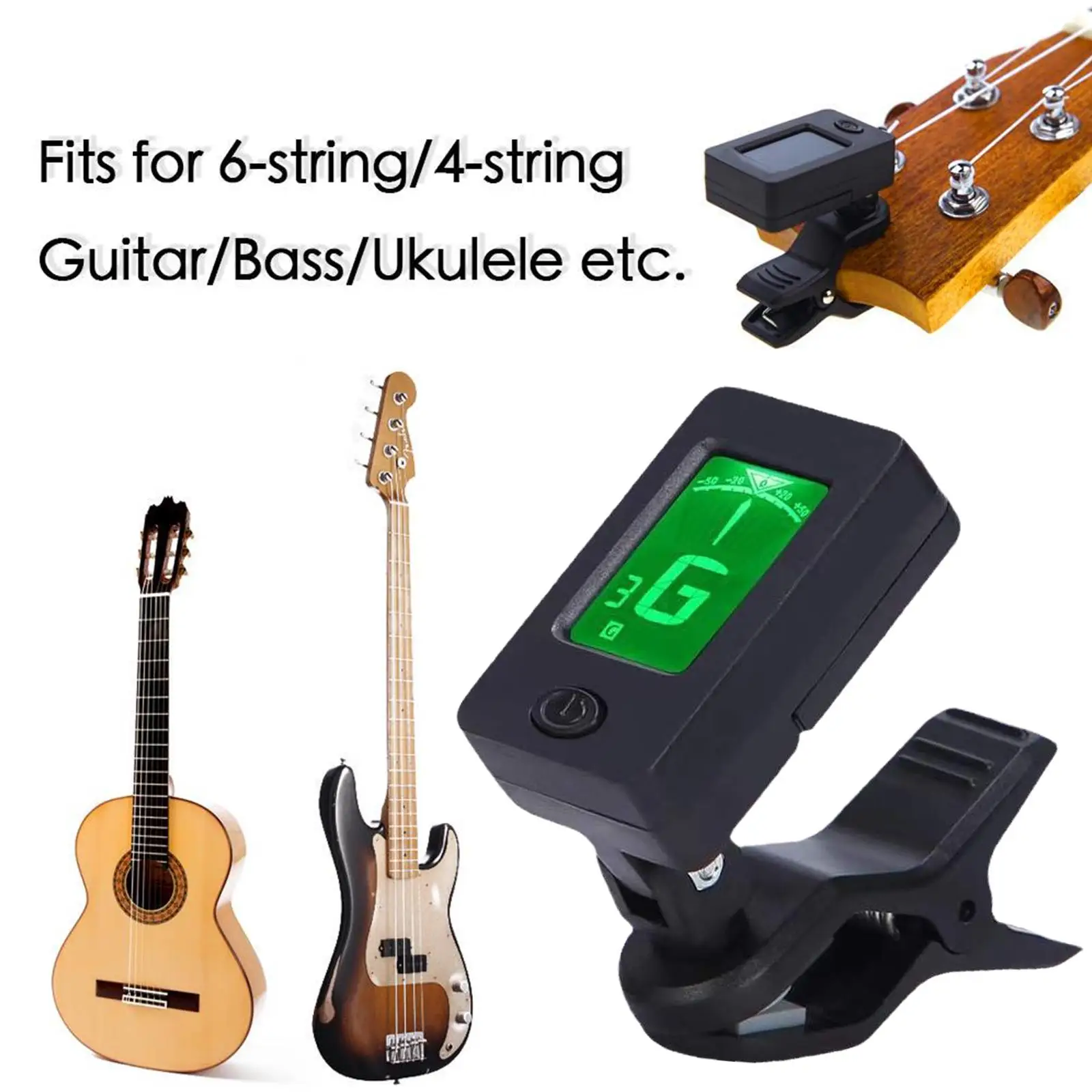Professionell 360 ° Clip-On Gitarrenstimmer mit LCD-Bildschirm Digitaler Tuner für Bass, Ukulele, Violine, Mandoline und Alle Instrumente 2026 Neu Image