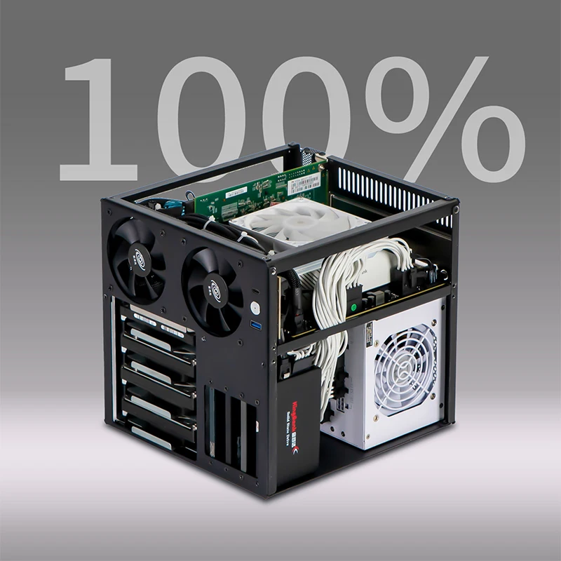 4-Bay NAS-Gehäuse Kompatibel mit MATX/ITX-Motherboards SATA-Backplane 3,5-Zoll/2,5-Zoll-Laufwerksschächte Unterstützt SFX-Netzteile Image