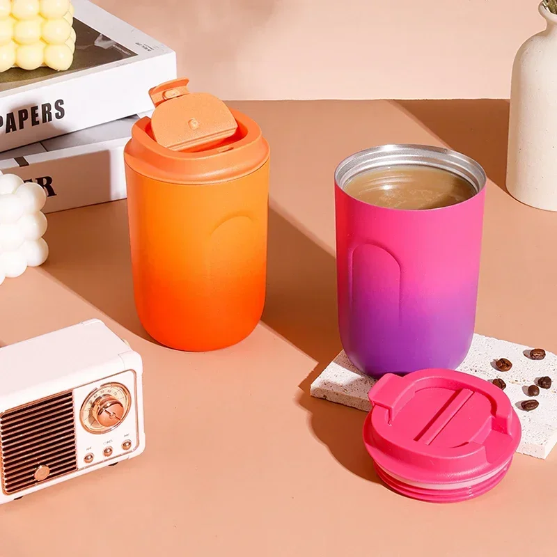 Tasse aus Edelstahl 316, Kaffeetasse, thermische, auslaufsichere Isolierflasche, doppelwandiger Becher, isolierte Reise-Trinkgeschirr-Thermosflasche Image