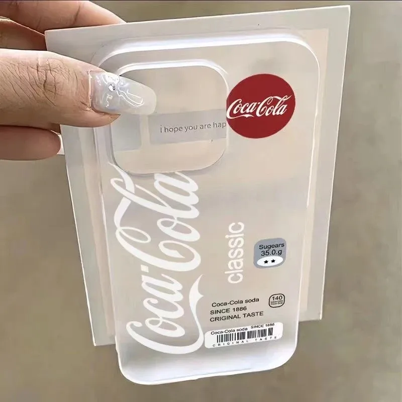 Coca-Cola Matt Transparente Klare Frosted Stoßfeste Handyhülle für iPhone 17 16 15 14 Plus 13Air Plus Pro X XR Max mit Schriftzügen Image