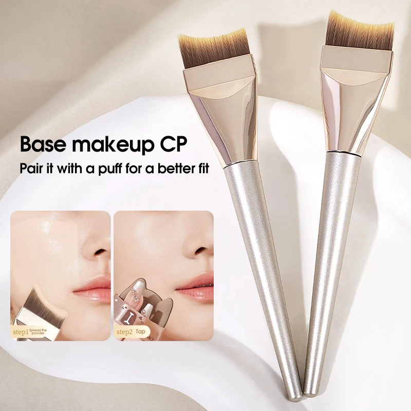 Spurloser Flachkopf-Foundation-Pinsel mit weichen Borsten, Make-up-Pinsel für trockene und nasse Anwendung, multifunktionaler Fischschwanz-Pinsel. Image
