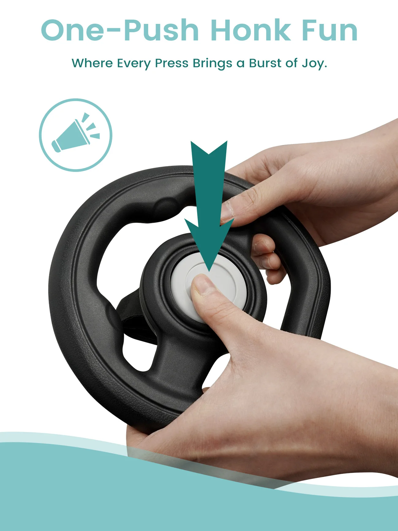 Kinderwagen-Lenkradzubehör mit Huftönen und 360°-Drehfunktion ° Drehbarer, interaktiver Baby-Reisekinderwagen-Aufsatz zur Beruhigung von unruhigen Kindern Image