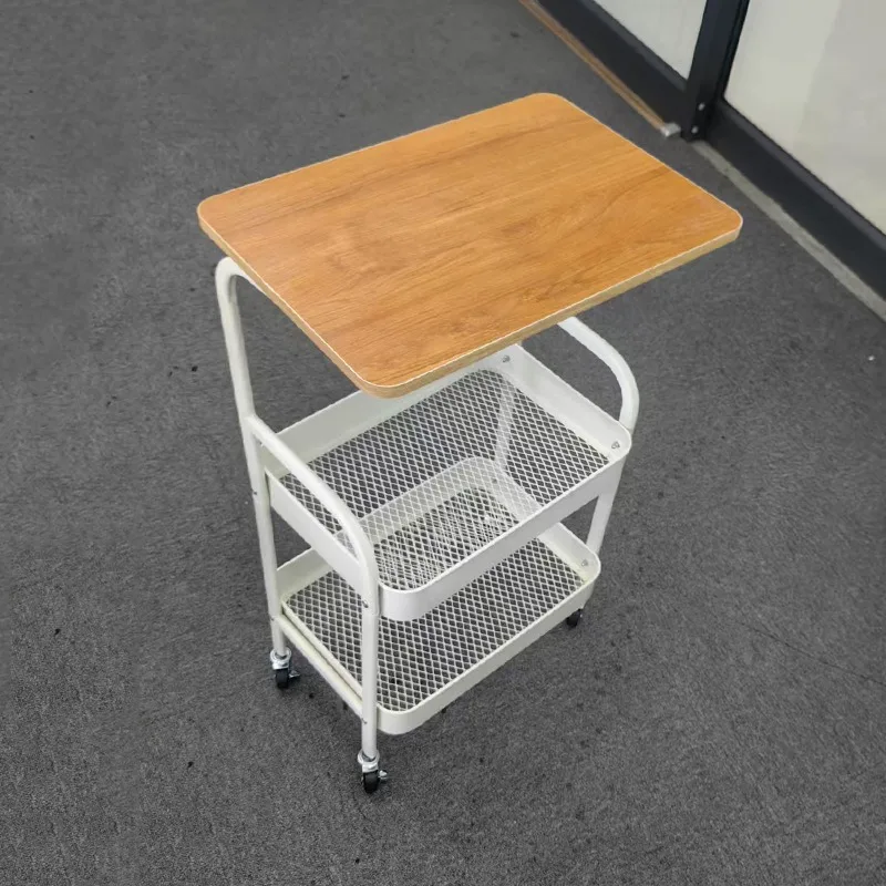 Holzwagen, beweglicher Couchtisch, Wohnzimmer, Sofa, Aufbewahrung, Teetisch mit Rollen, Schlafzimmerregal, kleiner Tisch Image