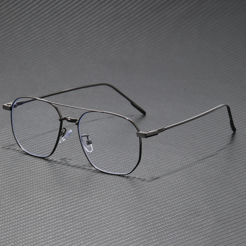 Ultraleichte Retro-Brille aus Metall mit doppeltem Strahl, klassischer, lässiger Unisex-Rahmen für große Gesichter Image