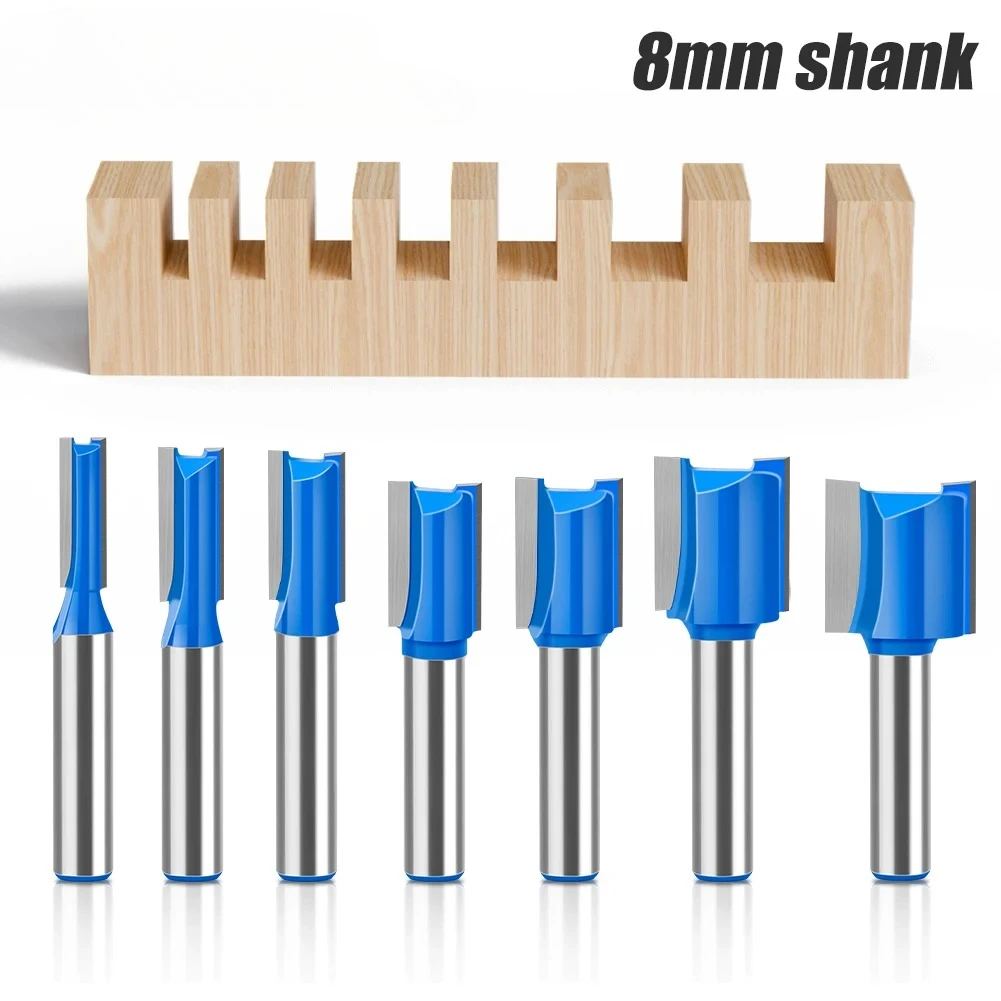 1 Stück 8mm Schaftfräser aus Wolframkarbid, Doppelklingen-Fräser für Holz, Holzbearbeitungswerkzeug Image