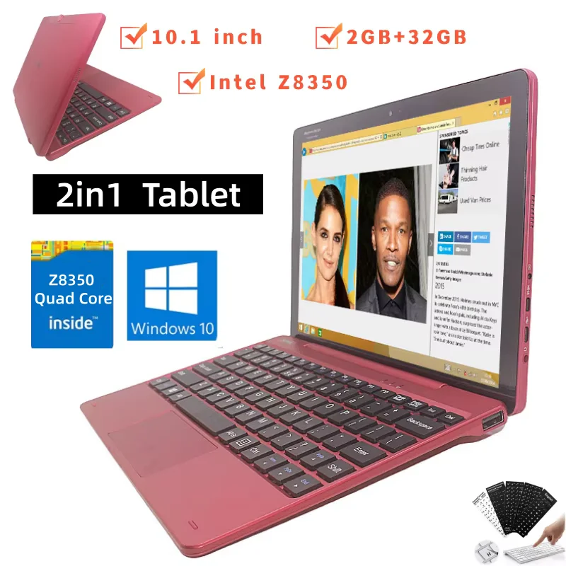64-Bit 10,1-Zoll Windows 10 Tablet-PC Intel Z8350 Quad-Core 2GB+32GB ROM 1280x800 IPS Dual-Kamera mit abnehmbarer Tastatur Image