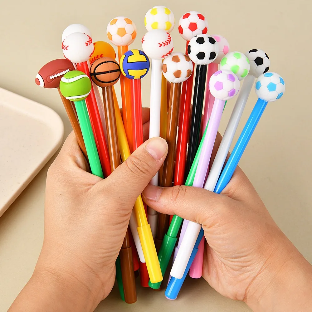 10–30 Stück bunte Cartoon-Kugelschreiber mit Fußball-Motiv, für Sportveranstaltungen, Fußball, Karneval, Geburtstag, Feier, Party, Geschenk, Preis, Schulbelohnung Image