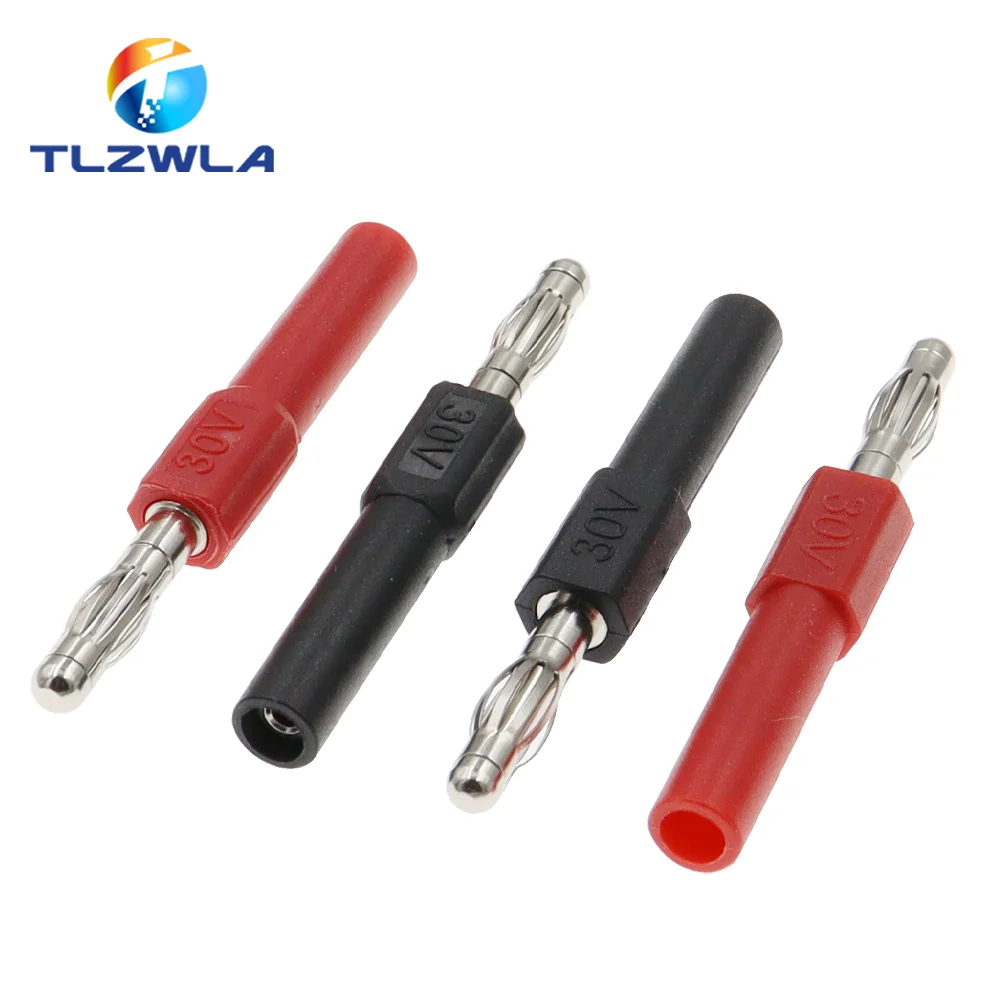 2PCS Vergoldung 30V 4MM Bananen Stecker Auf 2MM Buchse 4MM Weibliche Loch Auf 4MM männlichen Kopf Stecker Adapter Image