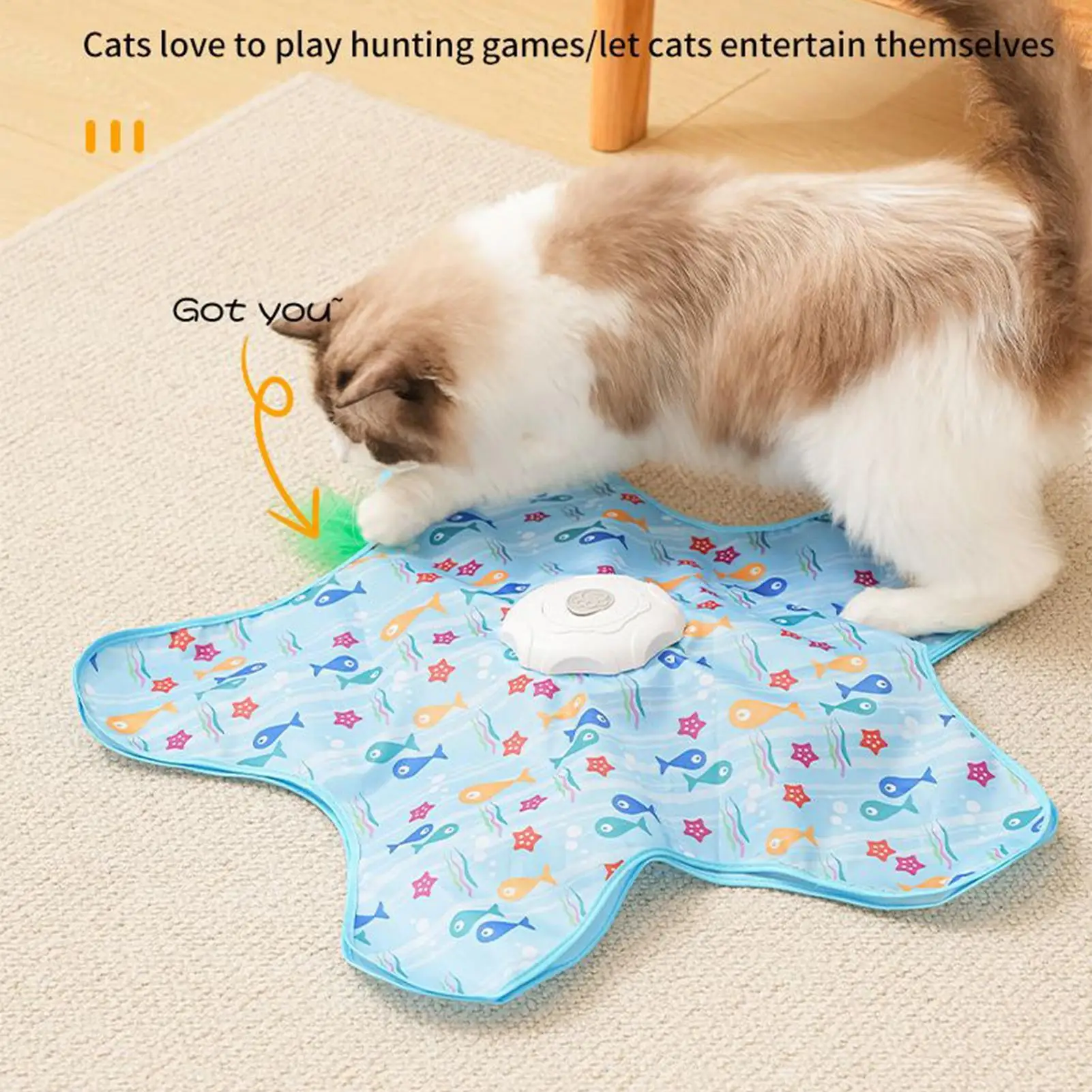 Elektrischer Katzen-Drehteller, Haustierspielzeug zur Selbstbeschäftigung und Langeweilebekämpfung, automatischer intelligenter Katzen-Funny-Stick für sportlichen Genuss Image