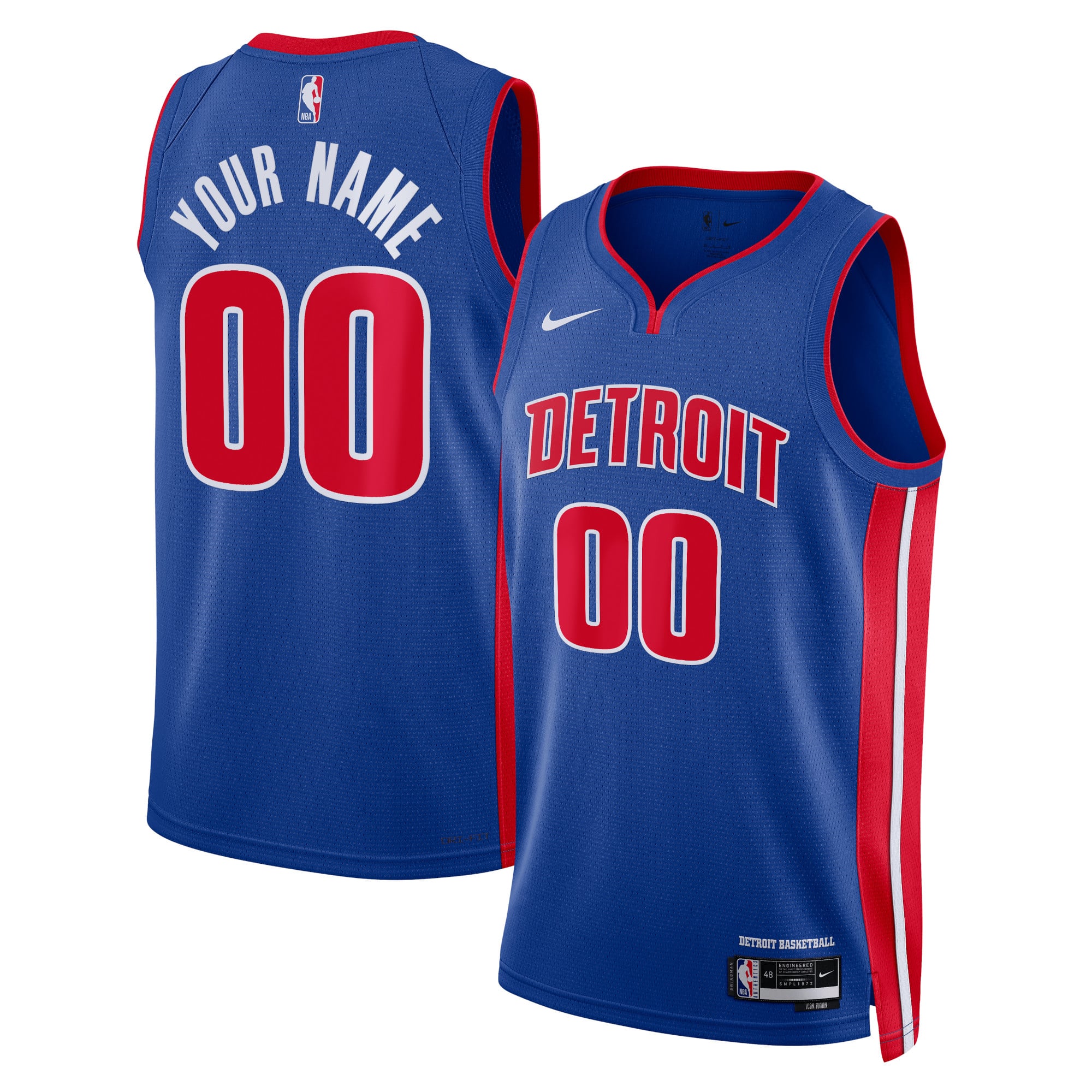 Maillot Nike Icon Swingman des Detroit Pistons - Personnalisé - Unisexe - Homme Taille: XL