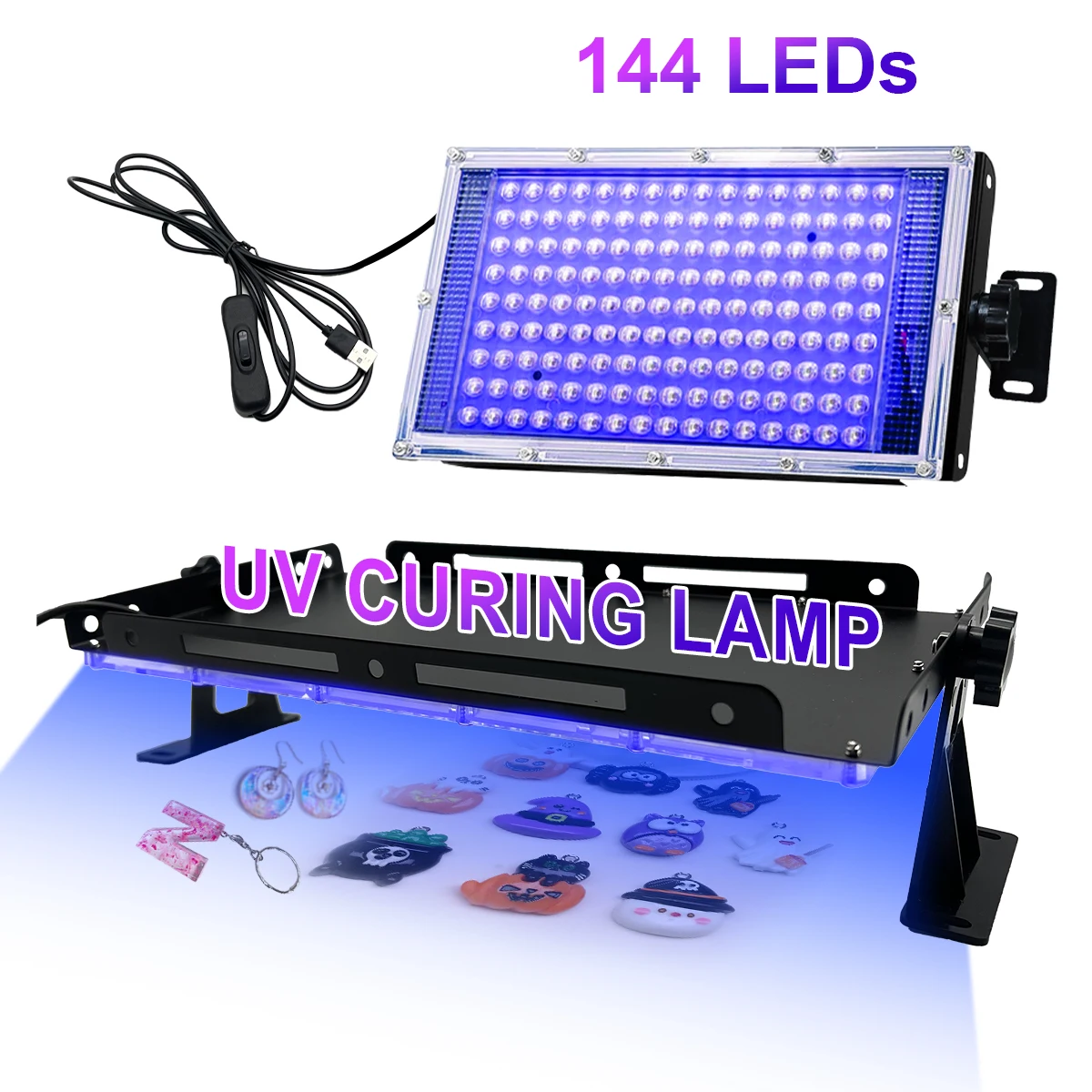 Lampe de polymérisation UV à 144 LED USB, lumière violette 395nm, lampe de détection fluorescente, lampe de polymérisation de colle sans ombre, lampe de polymérisation de résine d'huile verte