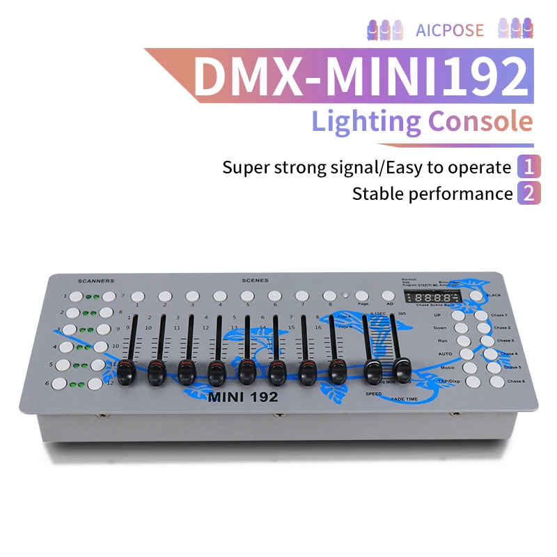 Batteria DMX 192 Controller luce 512 Ricaricabile DJ Controllo DMX Luce da tavolo per luce DMX DJ Party Fascio di luce di lavaggio