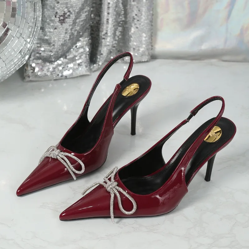 Luxury Rhinestone Designer Bling Bling 2026 Summer Women's Sexy Pointed Toe Stiletto Sandals New Style Casual Office High Heels