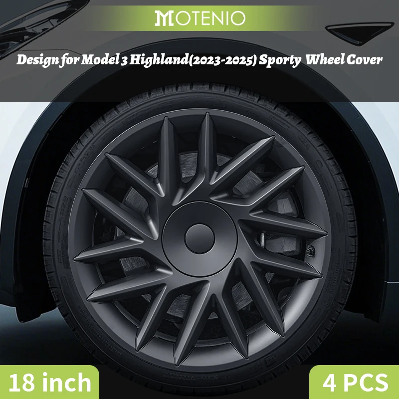 Set di 4 Copricerchi per Tesla Model 3 Highland (2023–2026), 18 Pollici, Stile Sportivo, Copertura Completa del Cerchio, Accessori Auto