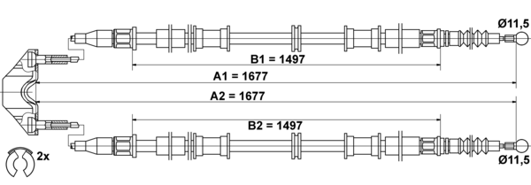 ATE Seilzug, Feststellbremse 24.3727-0784.2 mit Zubehör für VAUXHALL OPEL 522032 13153655 Image