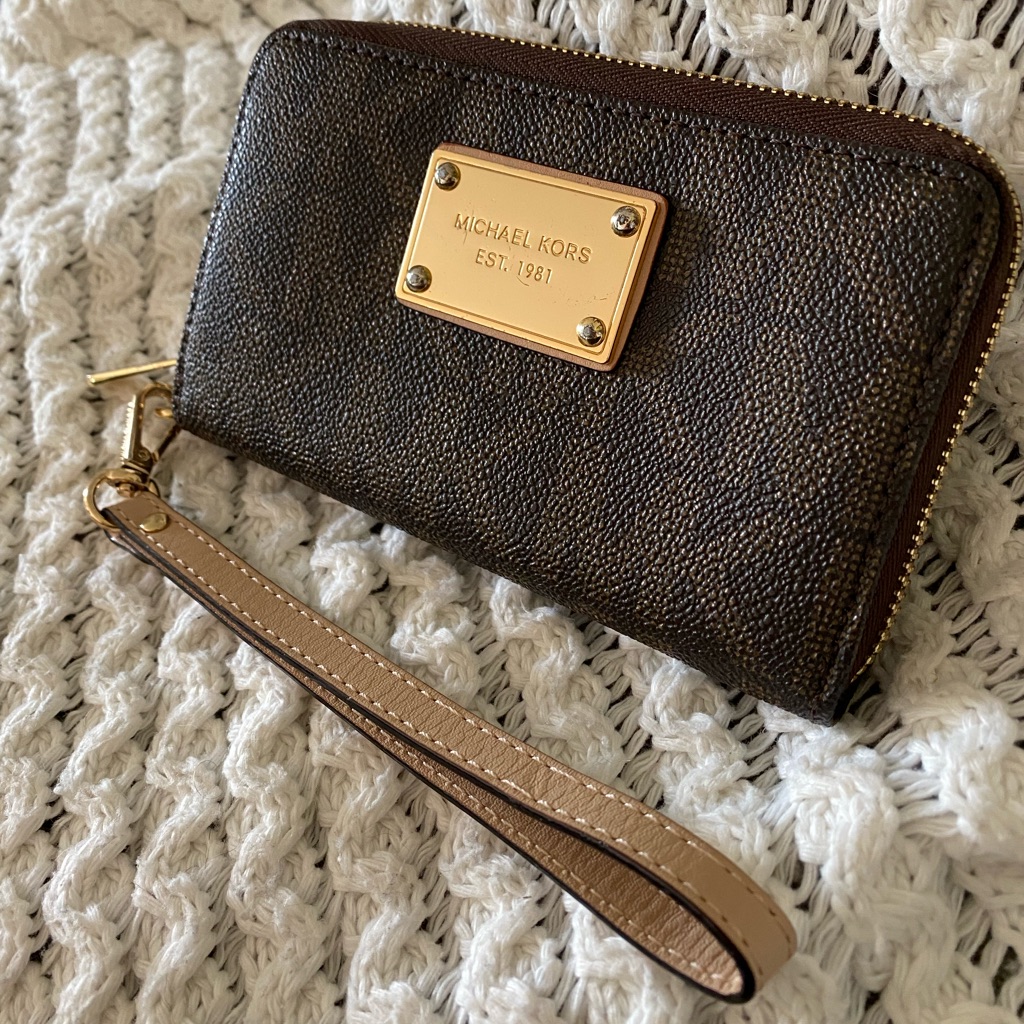Michael Kors Bags | Authentic Mk Leather Clutch | Color: Brown/Gold | Size: Os