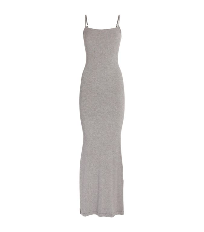 Soft Lounge Long Slip Dress - Gray - Skims Dresses
