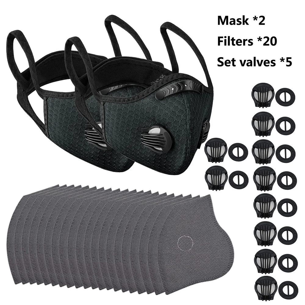 Ensemble de masques de cyclisme masque de sport de plein air PM2.5 masque de sport lavable Anti-Pollution masque de cyclisme d'entraînement de Sports de plein air