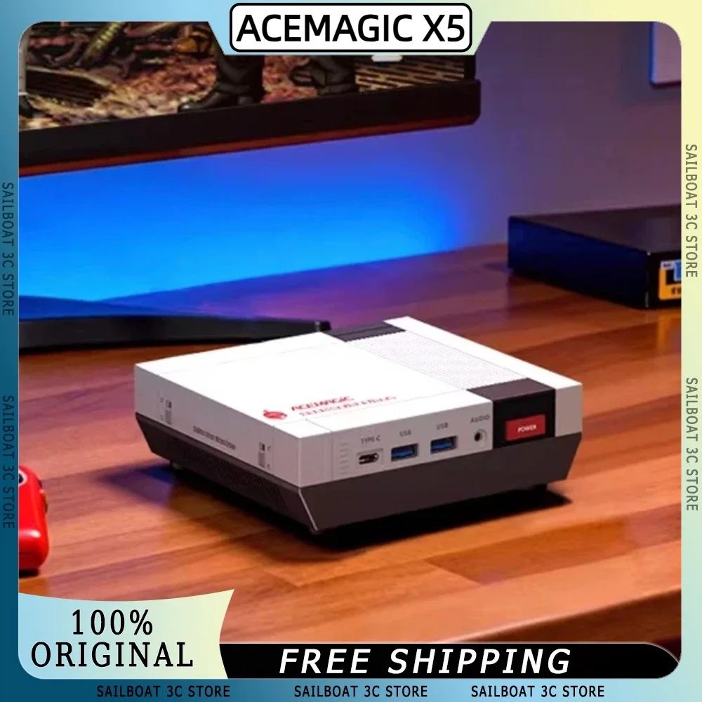 ACEMAGIC X5 Retro Mini PC AMD Ryzen AI 9 HX370 32GB+1TB Desktop Computer WiFi 7+BT5.4 Zen 5 5.1GHz 80TOPS 65W For Gaming Office
