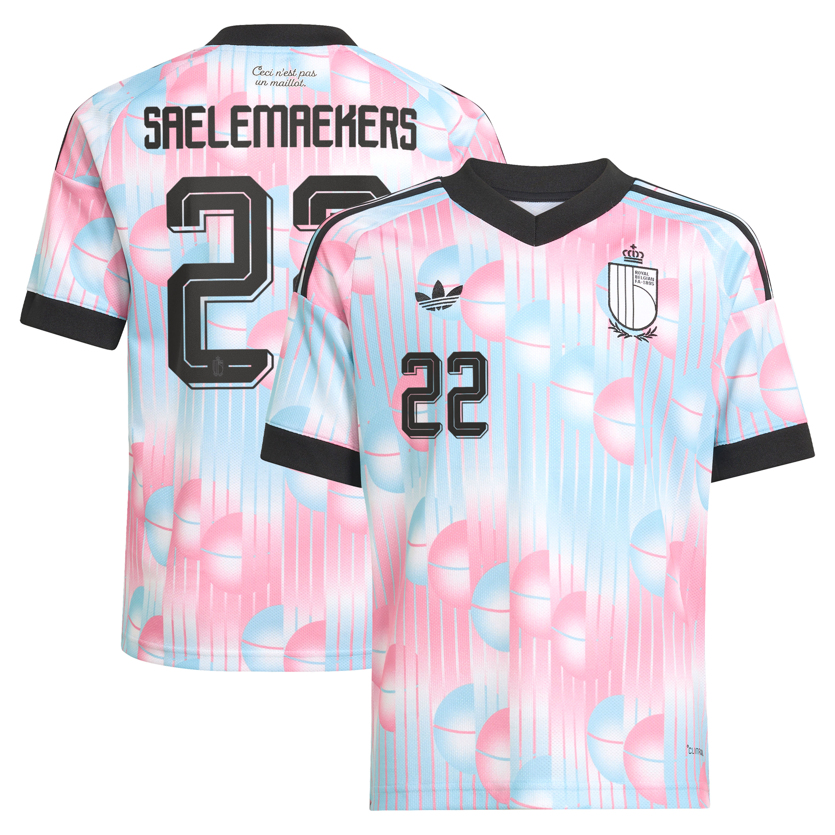 "Belgien 26 Auswärtstrikot adidas - Kinder mit Aufdruck Saelemaekers 22" Image