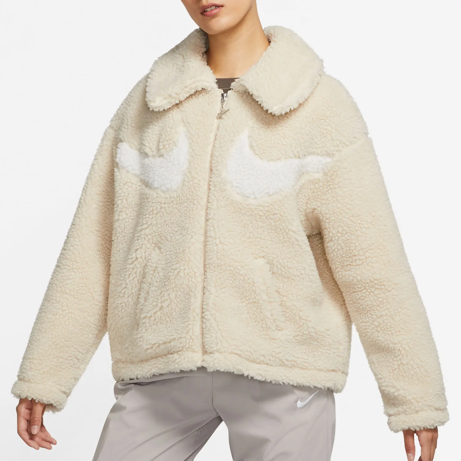 Nike offizielle echte Damen-Casual-Sport-Fleece-warme Umlegekragenjacke DD5621-206 Image