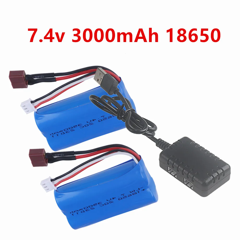18650 Li-Ionen-Akku für 10428/12428/12423 SCY-16101 SCY-16102 SCY-16103 RC-Car-Ersatzteile 7,4 V 3000 mAh mit Ladegerät Image