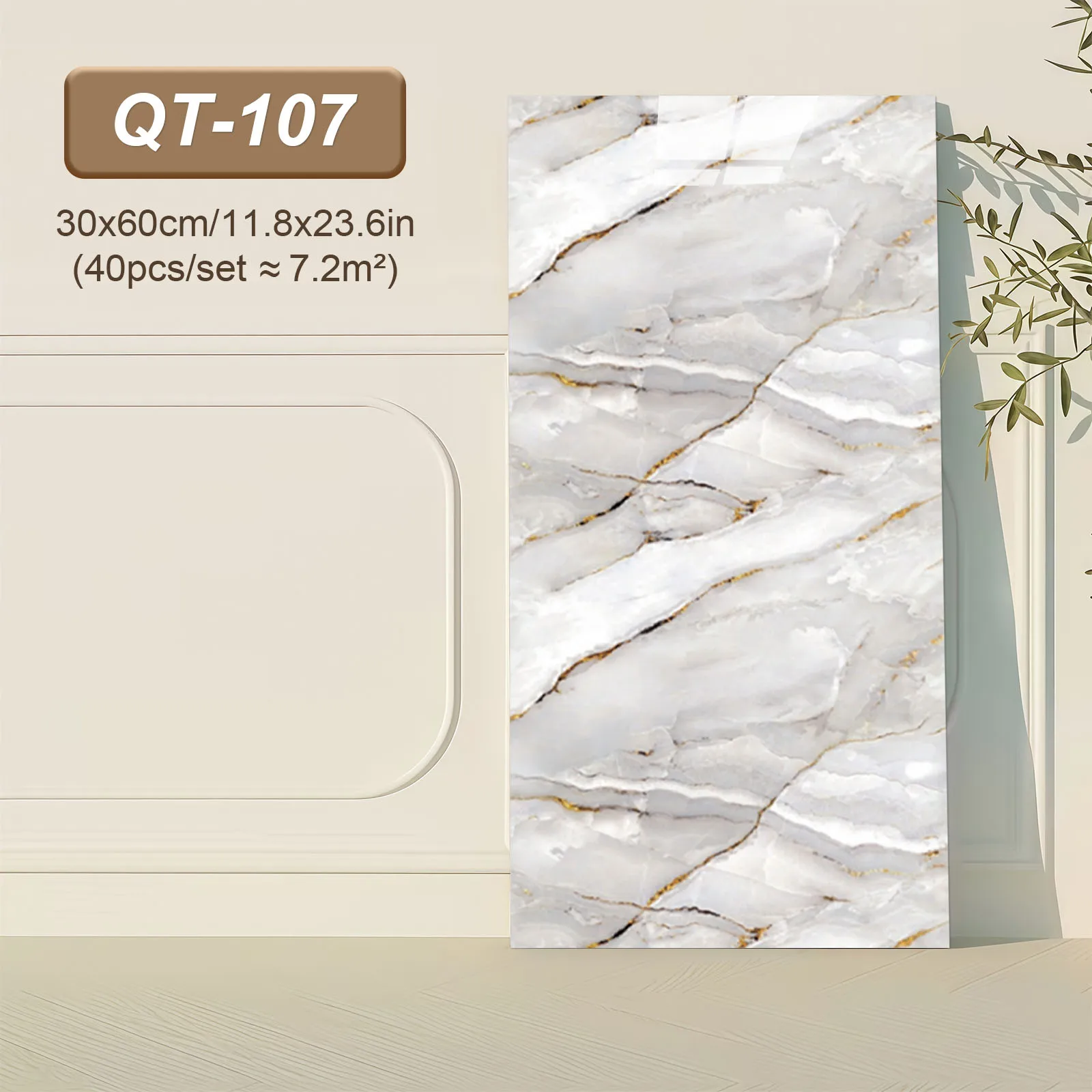 20/40 Stück selbstklebende Marmorfliesen-Aufkleber, wasserdichter Bodenaufkleber, 30 cm x 60 cm, PVC-Fliesen, Küche, Badezimmer, Wandaufkleber, Heimdekoration