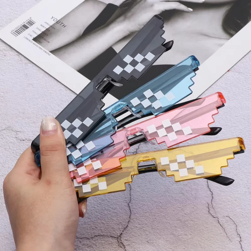 1/2/3/6Pcs Mosaik Sonnenbrille Coole Party Vintage Shades Brillen Für Männer Pixelierte Sonnenbrille Lustige Frauen gläser Image