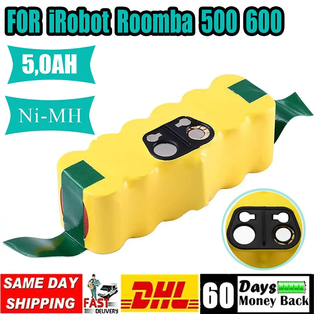 14,4 V 5000 mAh Ni-MH Akku für iRobot Roomba 500 510 530 550 560 600 760 610 770 620 630 570 580 550 540 800 Scooba Image