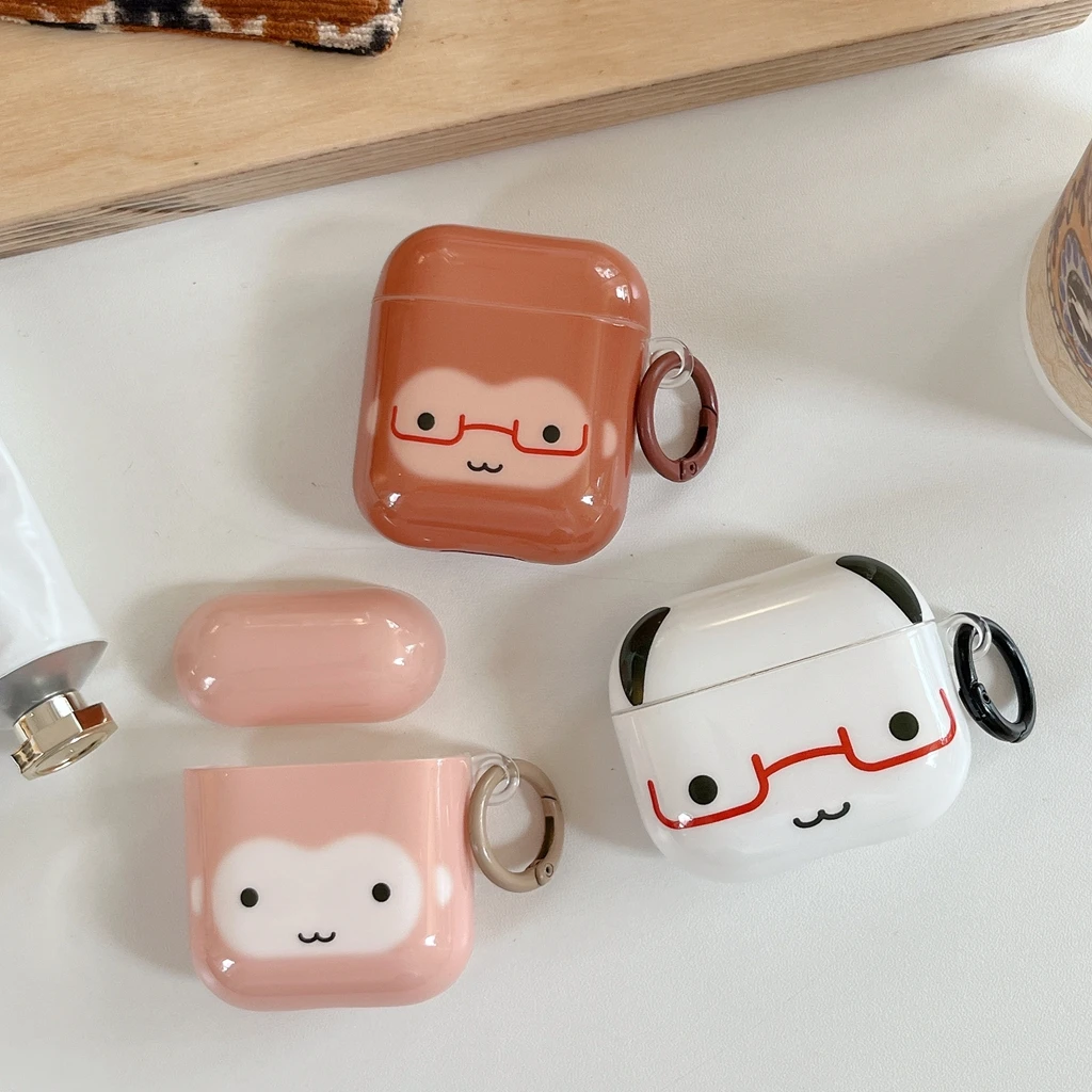 Lustige, niedliche, brillante Schutzhülle für AirPods 1 oder 2, 3, 4 Pro, Pro2, Pro3 mit Brillenmuster für kleine Tiere Image