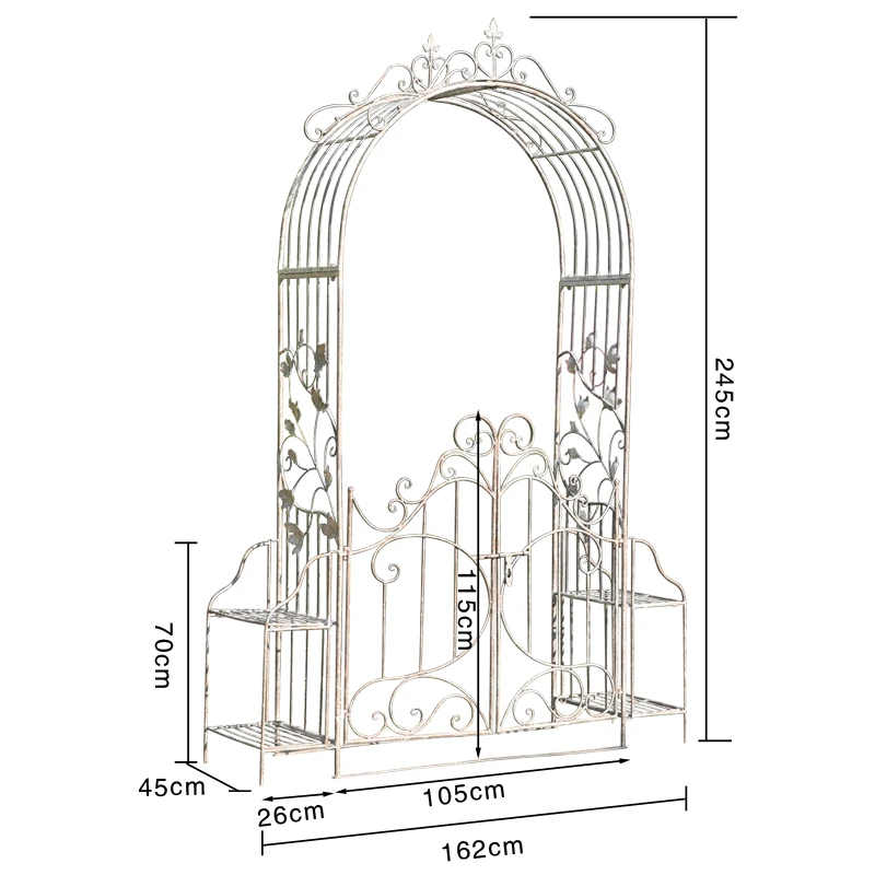 Ausländische Bestellung Retro alte Outdoor Schmiedeeisen Rose Klettern Rebe Halterung Bogen Blumenständer Garten mit Tür Terrasse Innenhof Dezember Image