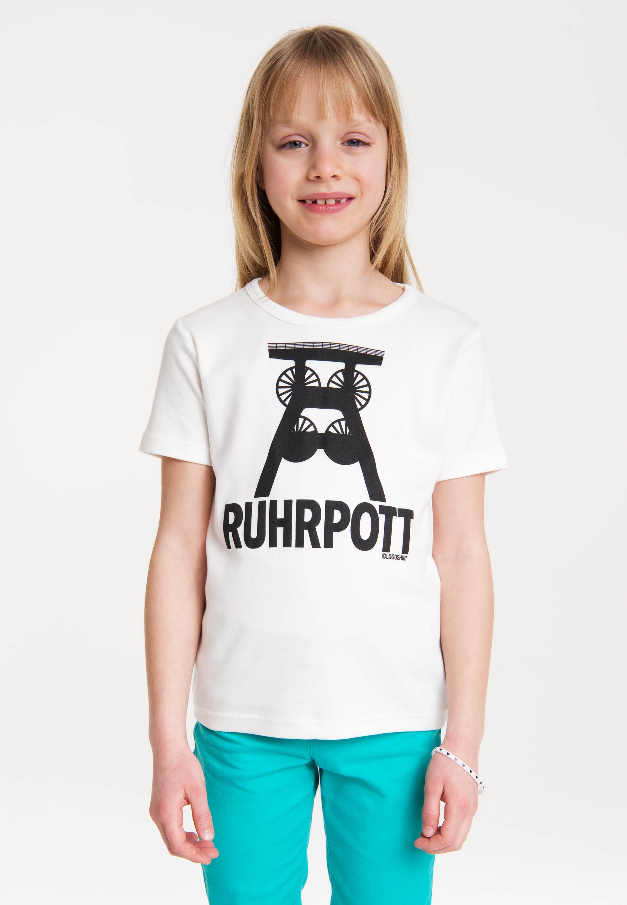 T-Shirt LOGOSHIRT "Ruhrpott", Mädchen, Gr. 140/152, schwarz-weiß (weiß, schwarz), 100% Baumwolle, bedruckt, normal, Rundhals, Shirts T-Shirt, mit lizenziertem Originaldesign Image