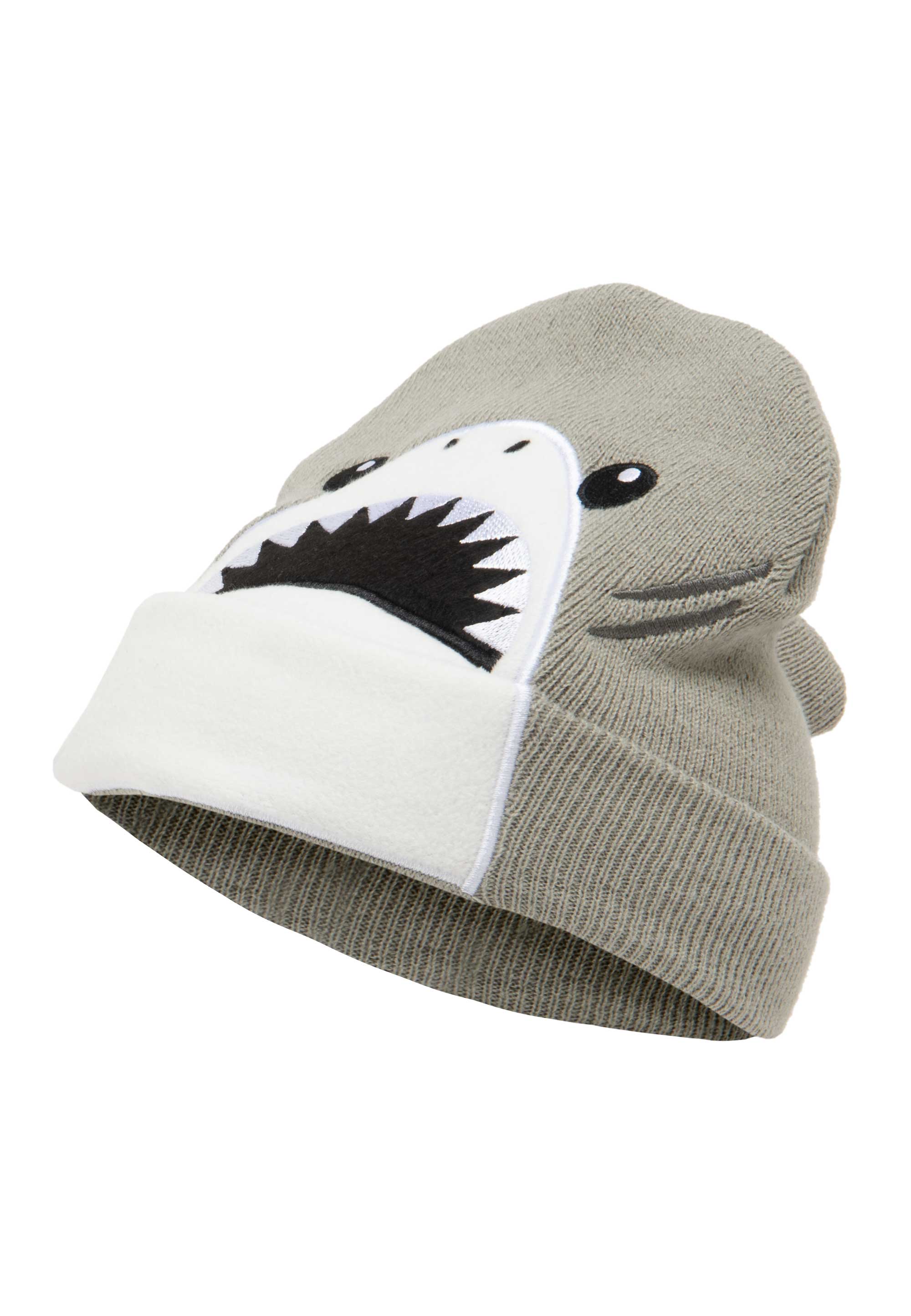 Beanie KOAA "Harald der Hai - Mascot", Jungen, Gr. 3-8, grau (grau, weiß), 100% Polyacryl, bestickt, Mützen Beanie, mit detailreicher Stickerei Image