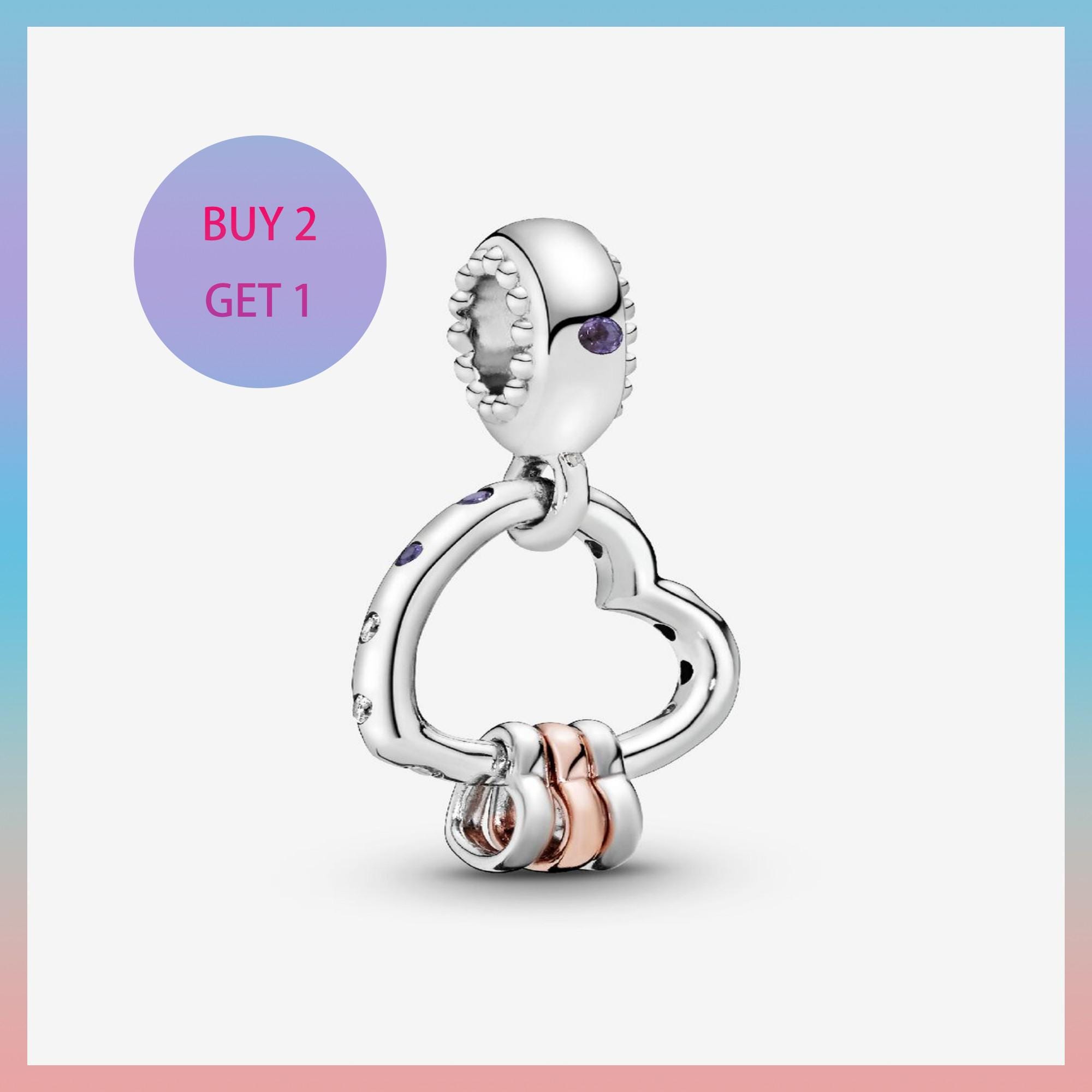 Ciondolo pendente a forma di cuore pieno di cuori, ciondoli per braccialetti, ciondoli in argento, ciondoli Pandora