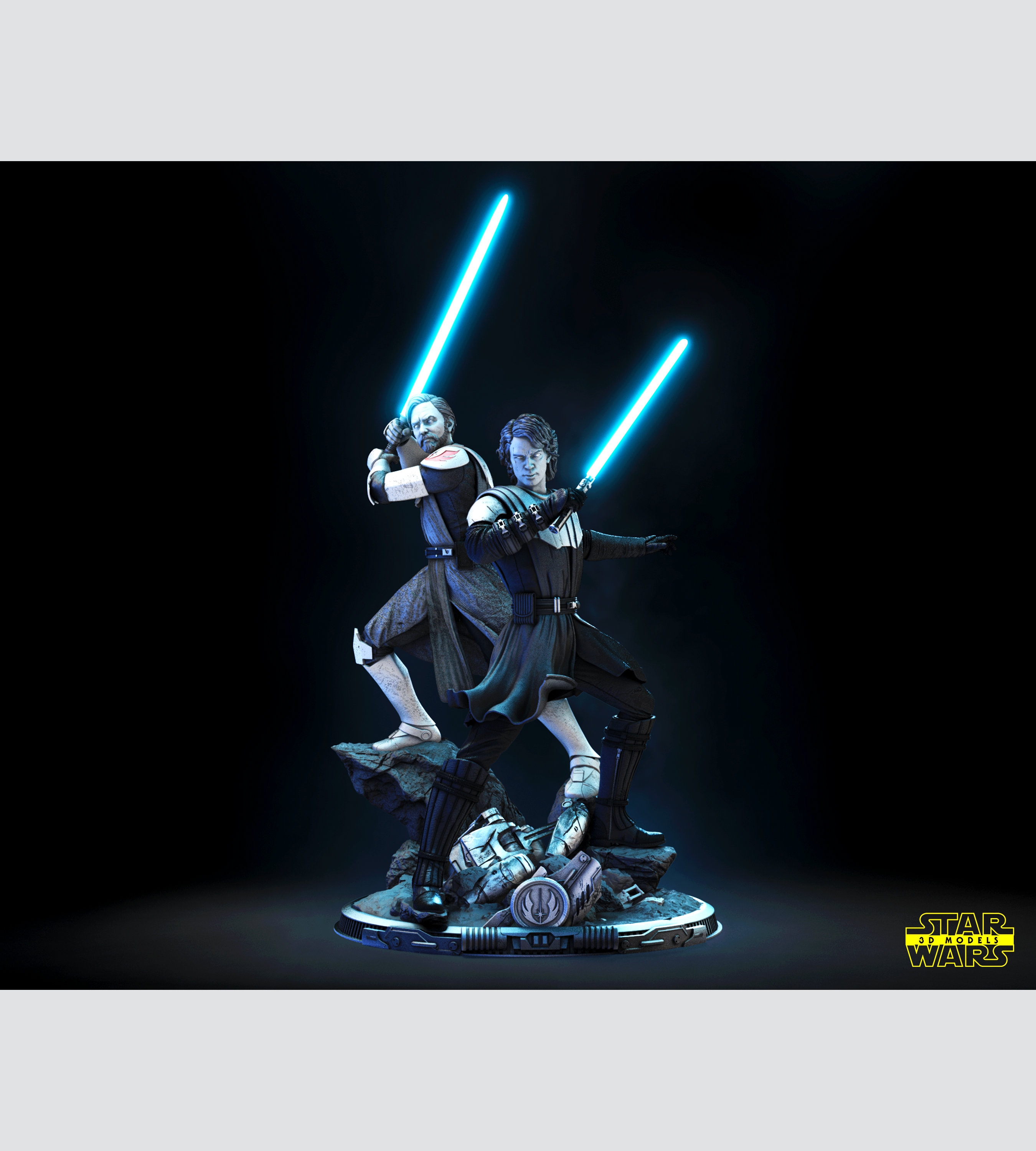Anakin Skywalker e Obi-Wan Kenobi - Star Wars Fan Art Figure, scala 1:12, Resin Fan Art Figure / Diorama, stampata in 3D