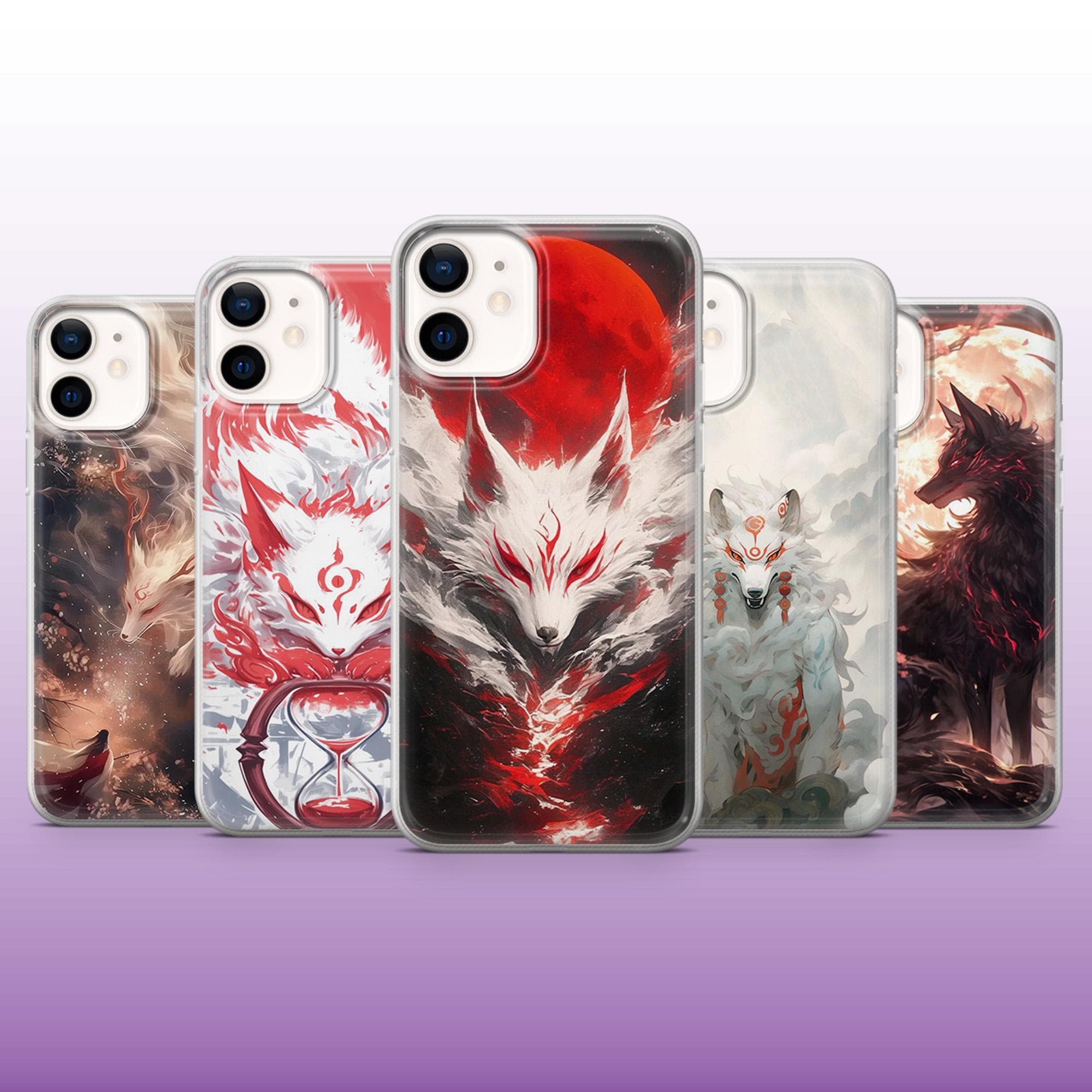 Custodia per telefono Kitsune Fox Yokai Custodia giapponese per iPhone 16, 15, 14, 13, 12, 11 Samsung S25, S24, A56, A16 Pixel 9A, 9Pro XL, 8A 8Pro