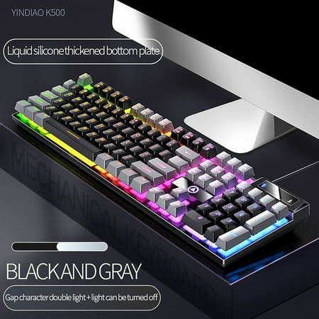 Gaming Keyboard Under $5! Xqxayjr Gaming Keyboard with LED Backlit USB Wired Mechanical Feel Keyboard Water Resistant RGB Keyboard for PC Slim Profile Ergonomic Computer Keyboard