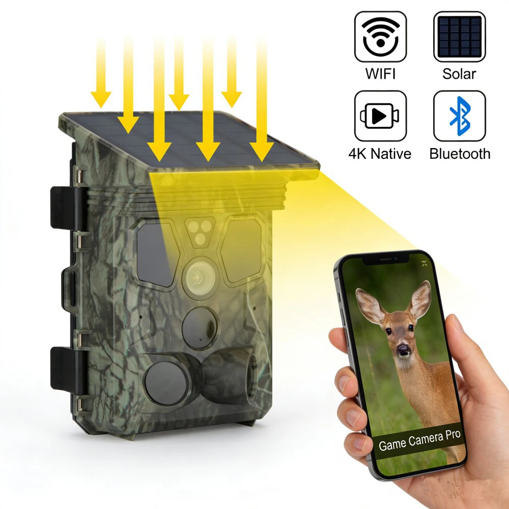 Fotocamera da Caccia Shotkam con APP, 4K 50MP, 940NM WiFi, Bluetooth, Visione Notturna, Attivazione a Movimento, Impermeabile, per Fauna Selvatica
