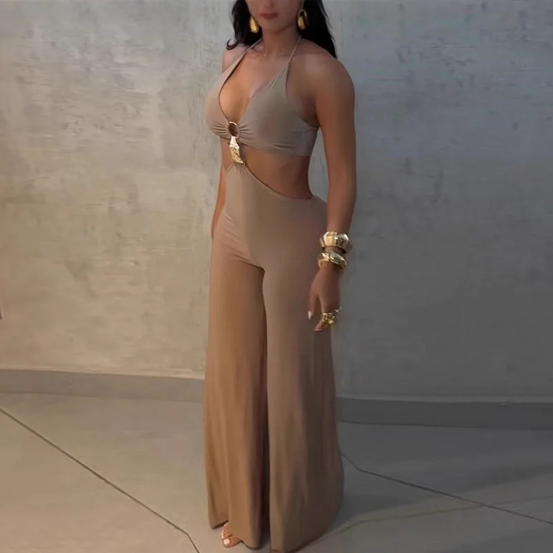 Elegante Tuta Corta da Donna con Scollo all'Americana, Vita Alta, Scollo a V Sexy, Senza Maniche, con Cut-out, Estiva, Senza Schienale, Vestibilità Aderente