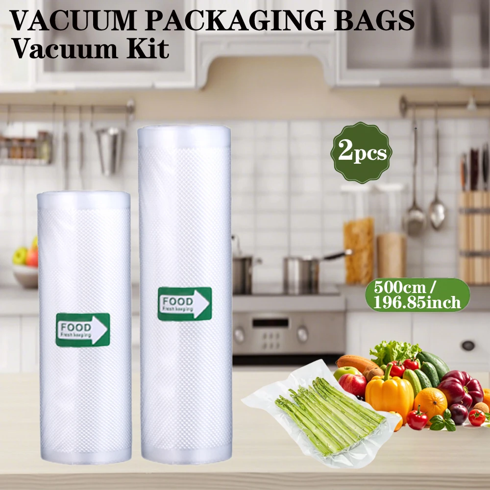 2Rolls/Lot Vacuum Sealer bags Food Vacuum Bags Sous Vide Storage Bags Vacuum Storage Bags For Kitchen Vacuum Packaging