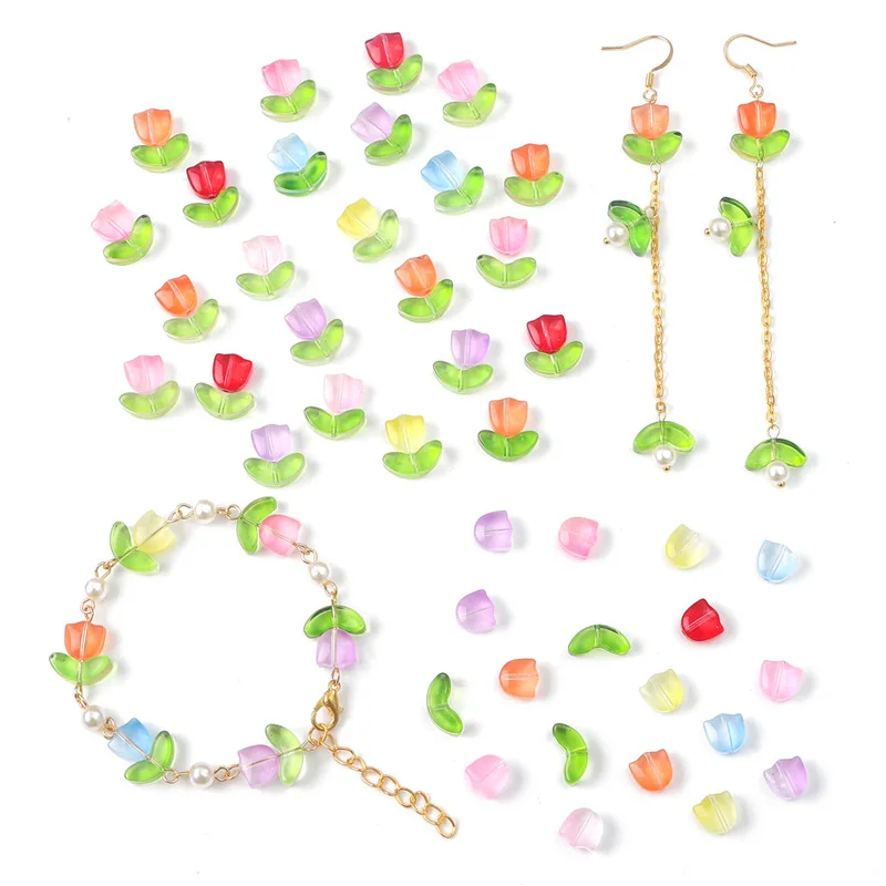 Tulpen, DIY-Zubehör, Blumenperlen, lose Perlen, Zwischenperlen, Festivals Image
