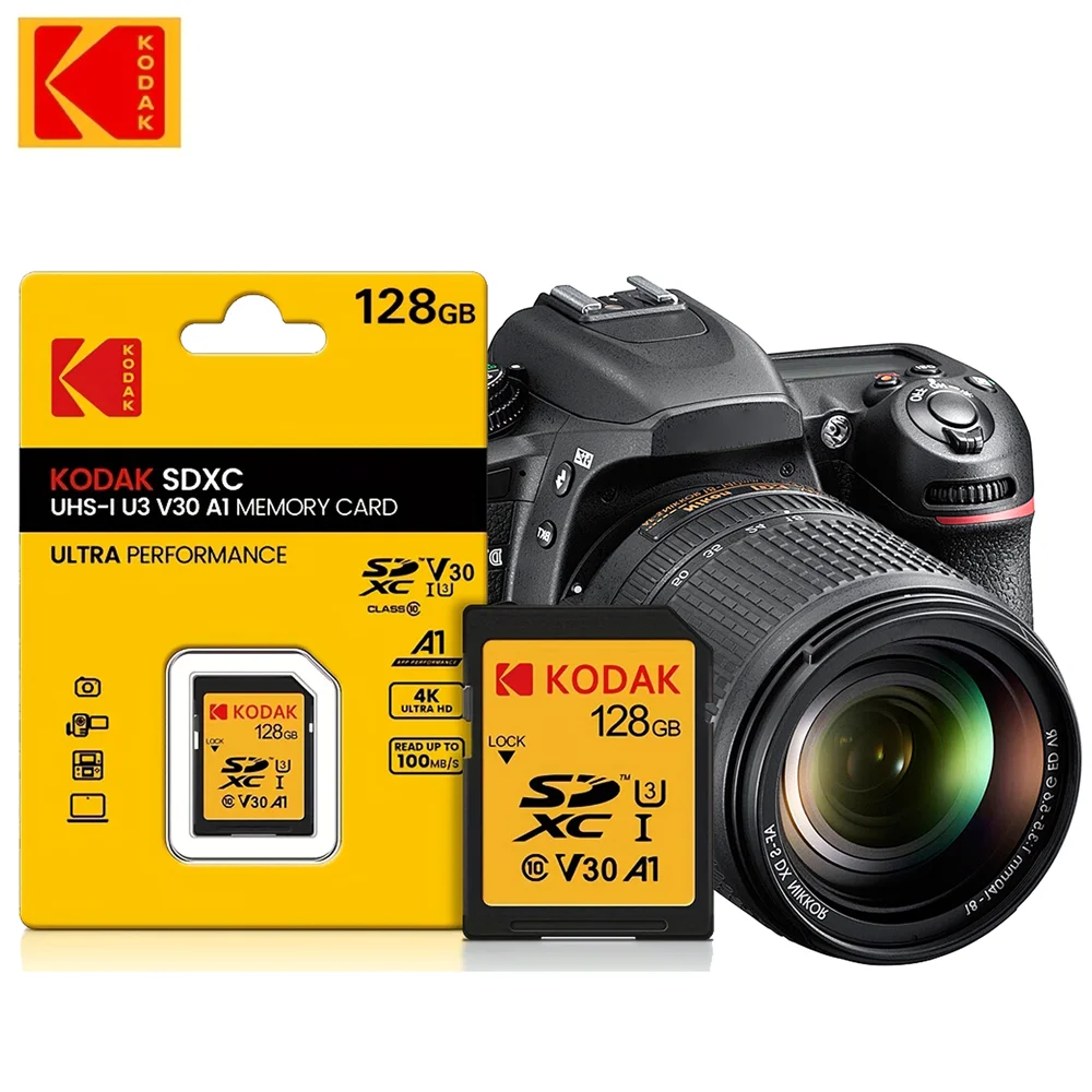 Kodak Professionelle SD-Speicherkarte Class10 U1 U3 V30 und V60 32 GB 64 GB 128 GB 512 GB SD-Karte SDXC SDHC für Kamera 4K
