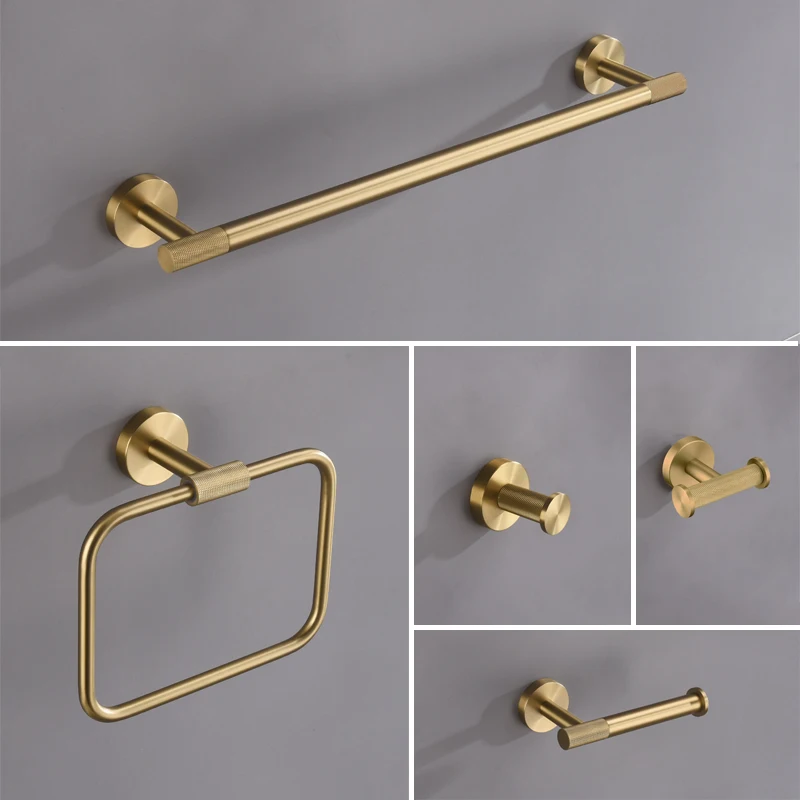 Accessoires de salle de bain en or brossé, barre porte-serviettes, crochet pour peignoir, ensemble de quincaillerie de salle de bain, étagère pour serviettes, porte-mouchoirs en papier