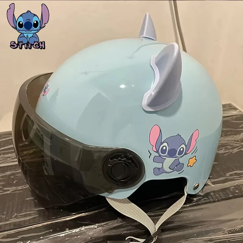 Kawaii Cartoon Stitch Helm Elektroauto Sonnenschutzhelm 3C-Zertifizierung Halbhelm Niedlicher Kinderhelm für 4–14 Jahre Image