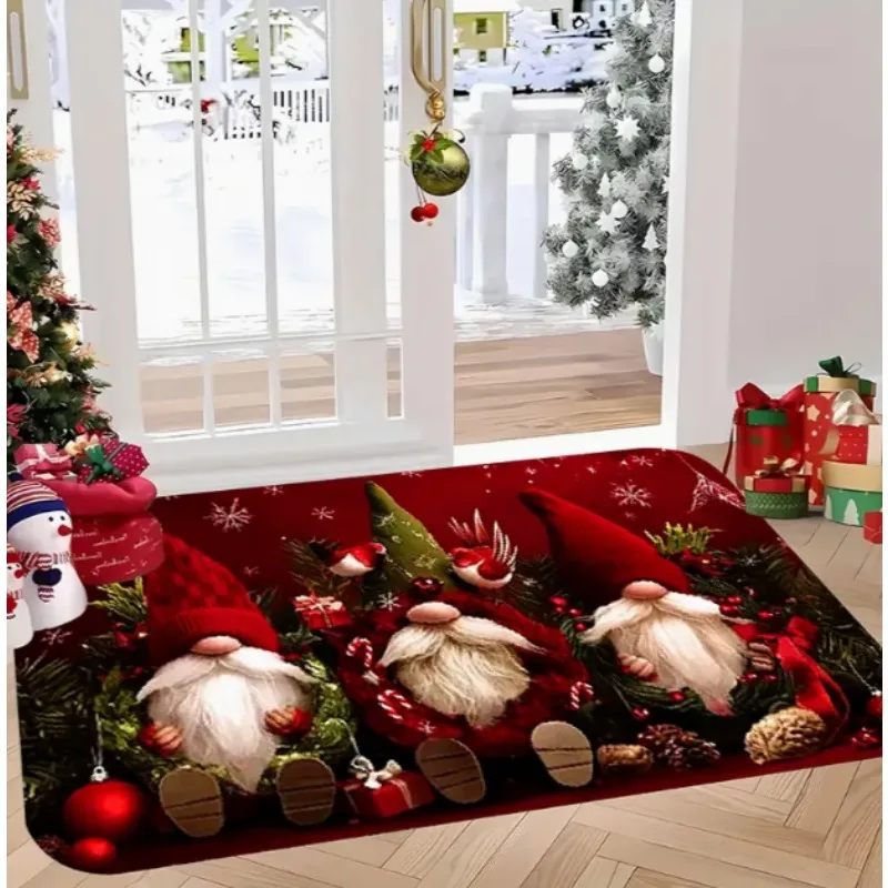 Weihnachtszwerg-Muster, Fußmatte, weicher Teppich, Wohnzimmer, Küche, Schlafzimmer, Badezimmer, Waschküche, Weihnachten, Zuhause, Weihnachtsdekoration Image