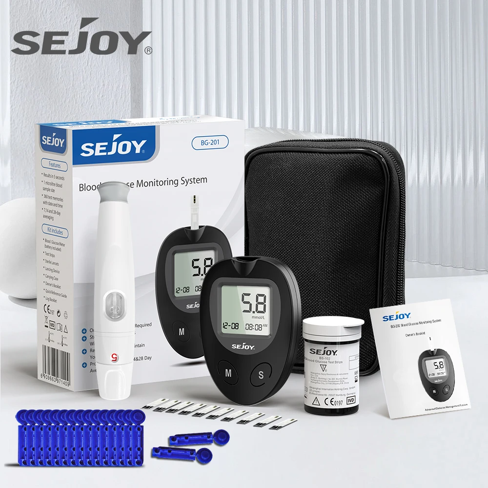 SEJOY Blutzuckermessgerät Komplett-Set mit 50 Teststreifen Blutzuckertester Diabetes Blutzuckermessgerät Image