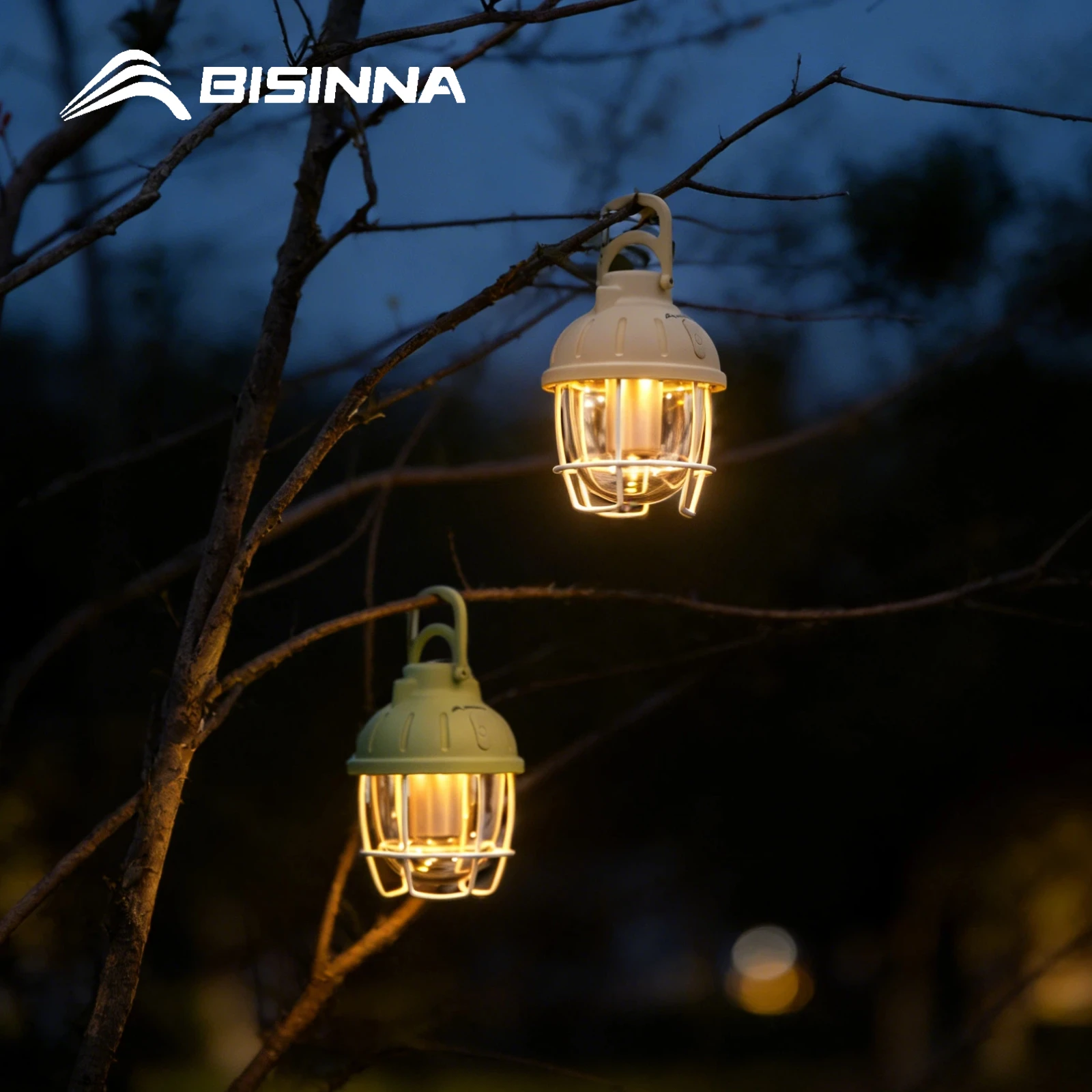 BISINNA Camping-Laterne, 1800 mAh, 130 Lumen, tragbare hängende Zeltleuchte, wiederaufladbare, wasserdichte Lampe für Wandern, Outdoor-Notfälle Image
