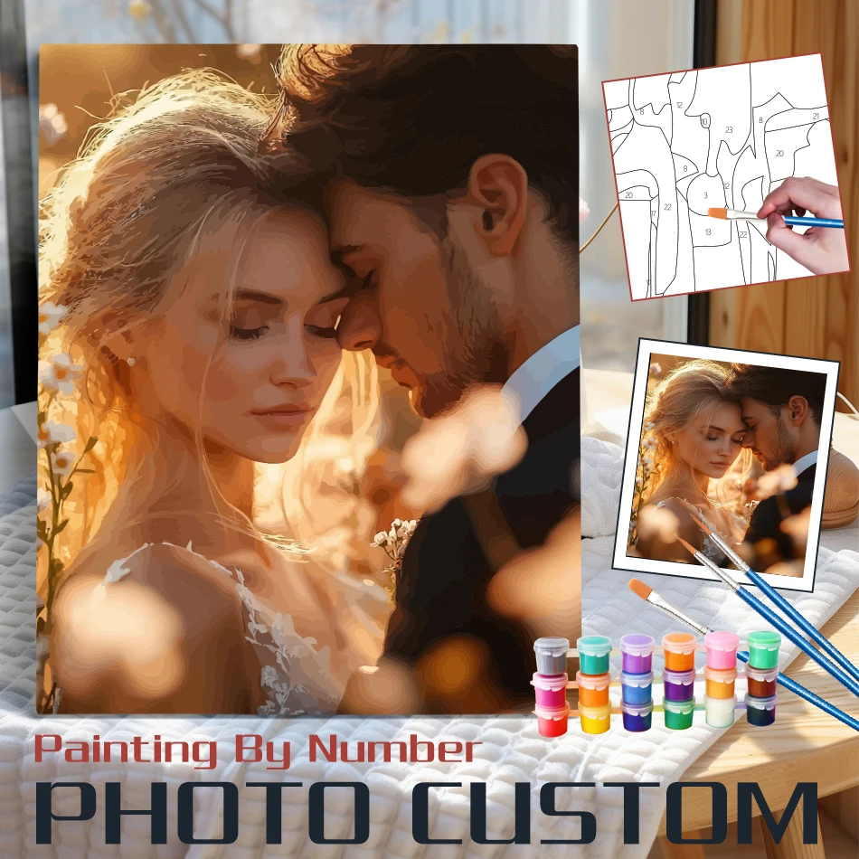 CHENISTORY Personalisierte Malen-nach-Zahlen-Sets, handgemalt, DIY-Bastelsets, Bild zum Selbstgestalten, Valentinstag, Malen-nach-Zahlen mit eigenem Foto Image